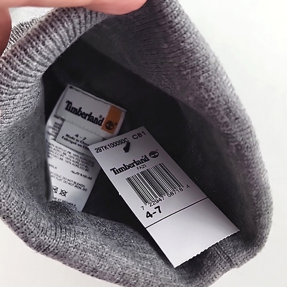 Timberland Youths Grey Knit Matching Hat & Gloves Size 4-7 - Picture 3 of 9